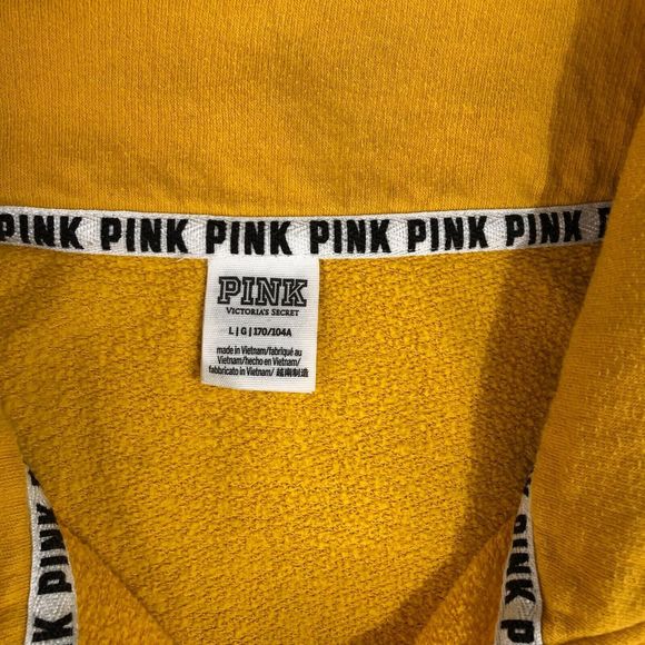 Victorias Secret PINK Sweater Womens Large Gray Mock Neck Pullover 1/4‎ Zip Logo - Picture 7 of 11